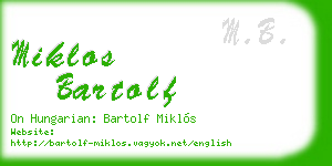 miklos bartolf business card